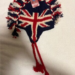 Knit Union Jack Earflap Hat - Red, Navy & Cream